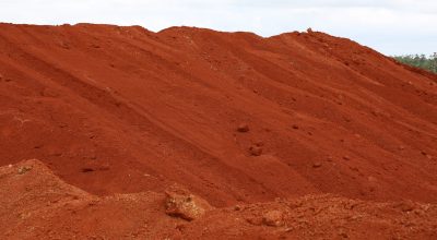 pile of bauxite at indigenous owned mine in arnhem land gove northern territory